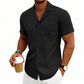 Chemise Homme À Manches Courtes Texturée – Col Cubain Boutonnage