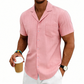 Chemise Homme À Manches Courtes Texturée – Col Cubain Boutonnage