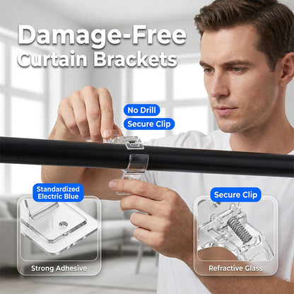 🛒 Offre limitée : –50 % !  Supports de tringle autocollants – Fini les trous dans les murs et les rideaux qui tombent – Sans perçage, transparents, jusqu'à 7,7 kg – Idéal pour locataires et intérieurs impeccables 🔧
