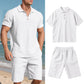 👕🩳 PROMO FLASH 50% ! Ensemble Homme 2 Pièces Décontracté – Haut + Short, Tissu Lin Respirant, Col Revers, 7 Couleurs, Tailles S-3XL, Idéal Été & Plage 🌊