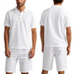 👕🩳 PROMO FLASH 50% ! Ensemble Homme 2 Pièces Décontracté – Haut + Short, Tissu Lin Respirant, Col Revers, 7 Couleurs, Tailles S-3XL, Idéal Été & Plage 🌊