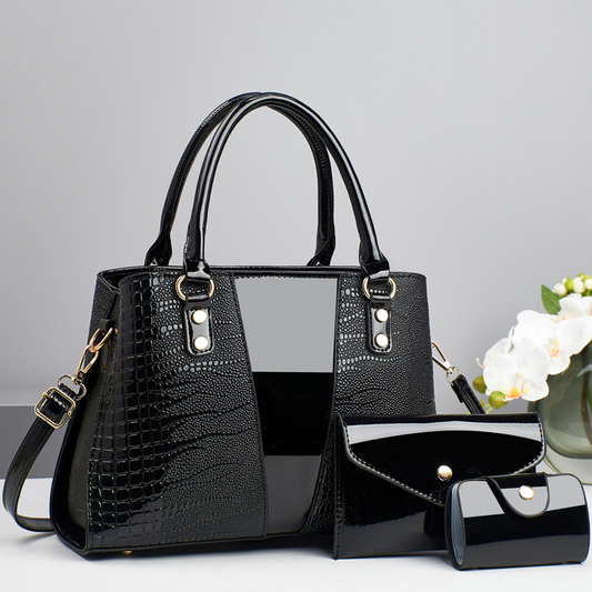 👜 Sac à Main Motif Crocodile pour Femme - Coffret 3 Pièces