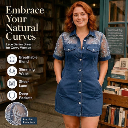 Mini Robe en Jean Dentelle Transparente Femme