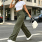 👖 50% DE RÉDUCTION! ✨ Pantalon Taille Haute Jambe Droite – Couture frontale, élastique dos & coupe flatteuse – Parfait pour un look élégant au quotidien 🌿