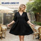 👗 50 % DE RÉDUCTION POUR UNE DURÉE LIMITÉE ! 💥 Robe décontractée à col en V et coupe ample pour femme – Manches bouffantes, respirante, polyvalente ✨