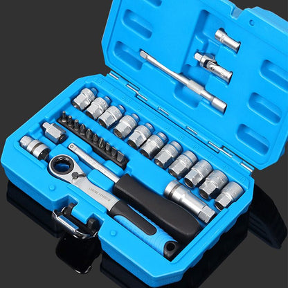 🔧 Kit Clé à Cliquet 29 Pièces — Acier Chrome-Vanadium, Douilles & Embouts, Idéal Bricolage & Auto 🛠️