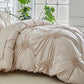 ✨ Parure de Housse de Couette à Plis Pincés – Design Élégant, Tissu Mélangé Doux & Respirant, Teinte Kaki Apaisante, Plusieurs Tailles 🌙🌸