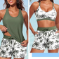 🌸 -50% ! 🦋 Ensemble Tankini Élégant 3 Pièces – Coupe Flatteuse, Imprimé Tropical Tendance & Dos Croisé – Idéal pour la Plage et la Piscine ✨