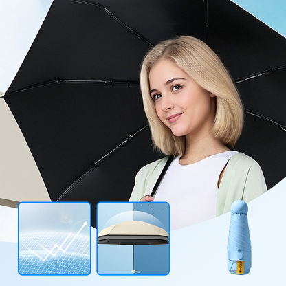 Parapluie Compact Pliable Protection UV – UPF 50+, Anti-Vent, Imperméable, 15 cm Plié | 7 Couleurs