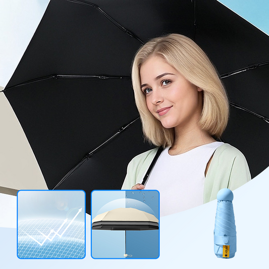 Parapluie Compact Pliable Protection UV – UPF 50+, Anti-Vent, Imperméable, 15 cm Plié | 7 Couleurs
