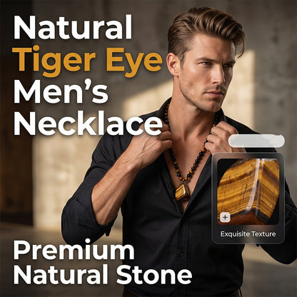 💎 Soldes 2026 — Plus de 73 000 vendus!🔥 Collier Œil de Tigre Homme – Pierre Naturelle Premium 🧿