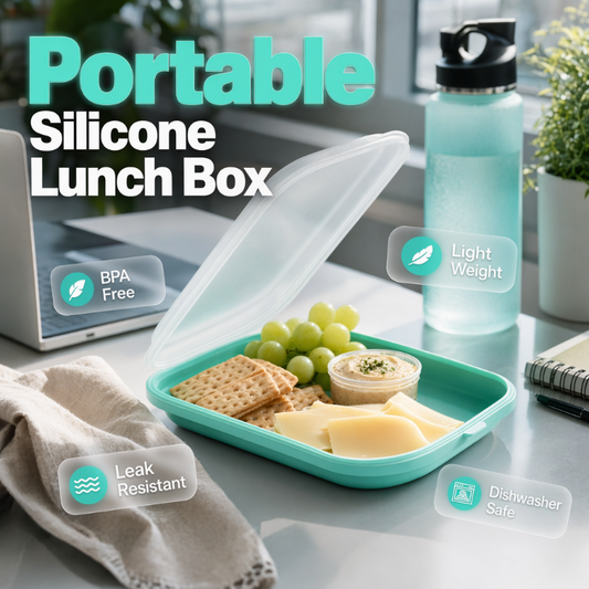 🥗 50% DE RÉDUCTION ! 🎒 Boîte à Déjeuner en Silicone – Silicone – Couvercle Sécurisé & Corps Flexible for Repas
