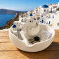🌊 50% DE RÉDUCTION – DERNIER JOUR ! 🏺 Bol Santorin – Céramique Émaillée – Vagues Bleues & Village Miniature for Décoration