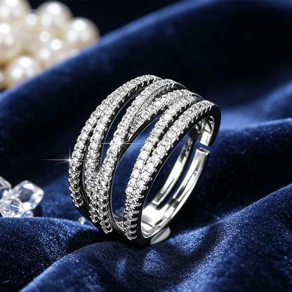 🎉 Bague croix multi-rangs ajustable - Parfaite au quotidien, pour aller au travail ou pour les soirées ✨