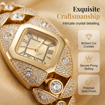 ⌚💎 Montre femme quartz – Cadran losange orné de strass, bracelet en alliage élégant, la touche bijou qui sublime votre poignet au quotidien 💫🌸