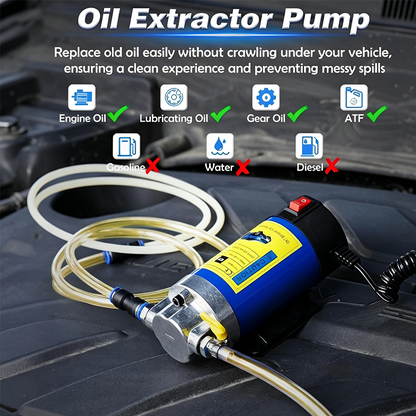 🛢️ Pompe de transfert d'huile moteur 12V/24V – Moteur cuivre pur, tête en alliage d'aluminium, câble spiralé – Pinces plaquées cuivre, compacte et portable – Idéale pour vidange et entretien 🚗🔧