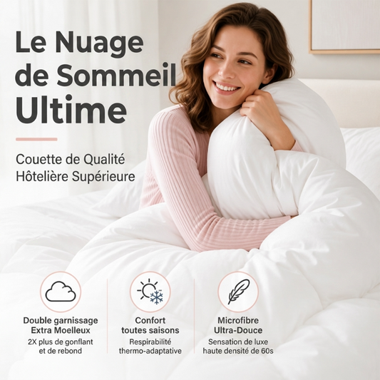 ☁️🛏️ Couette ultra-douce haut de gamme – Tissu haute densité 60s, garnissage polyester soyeux, thermorégulatrice pour une nuit parfaitement tempérée 🌙💤