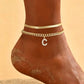 ✨ Bracelet de Cheville Doré Superposé – Alliage – Léger & Initiale Personnalisable for Femme