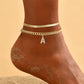 ✨ Bracelet de Cheville Doré Superposé – Alliage – Léger & Initiale Personnalisable for Femme