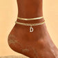 ✨ Bracelet de Cheville Doré Superposé – Alliage – Léger & Initiale Personnalisable for Femme
