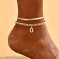 ✨ Bracelet de Cheville Doré Superposé – Alliage – Léger & Initiale Personnalisable for Femme