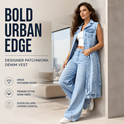 Robe Gilet en Jean Sans Manches Fente Haute Femme – Veste Longue Style Streetwear