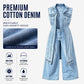 Robe Gilet en Jean Sans Manches Fente Haute Femme – Veste Longue Style Streetwear