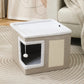 📢📢50% DE RÉDUCTION !! ⏰ Maison Cube Pliable 2-en-1 pour Chat – Design Bi-Niveau & Griffoir Intégré – Confort Toutes Saisons – Gain de Place & Portable 🐾