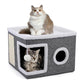 📢📢50% DE RÉDUCTION !! ⏰ Maison Cube Pliable 2-en-1 pour Chat – Design Bi-Niveau & Griffoir Intégré – Confort Toutes Saisons – Gain de Place & Portable 🐾