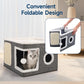 📢📢50% DE RÉDUCTION !! ⏰ Maison Cube Pliable 2-en-1 pour Chat – Design Bi-Niveau & Griffoir Intégré – Confort Toutes Saisons – Gain de Place & Portable 🐾