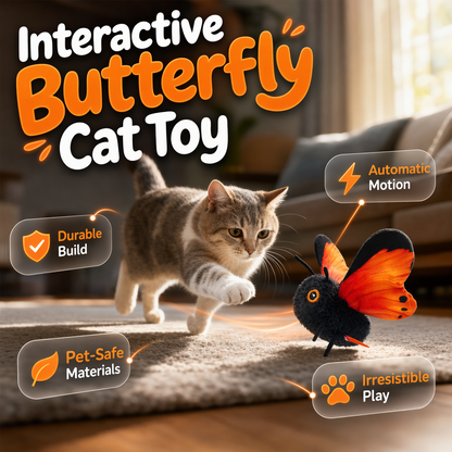 🦋🐱 Jouet Papillon Capteur Intelligent – -50% ! Activé par le mouvement, vol réaliste, jeu interactif – garde votre chat occupé des heures. 🔥✨