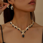 ✨ Parure Collier & Boucles d'Oreilles Goutte Scintillante – Alliage & strass, 52 cm / 3,5 cm – Idéale pour mariage, soirée & occasions spéciales 🌟