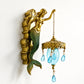 🧜‍♀️ Applique murale sirène vintage – Applique en laiton style Art déco avec abat-jour en verre, décoration sculpturale côtière ✨🛋️