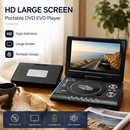 💿 Lecteur DVD/EVD portable HD 7,8 pouces – Grand écran, rechargeable et compatible DVD/CD/USB/SD – Parfait pour la maison et les voyages.