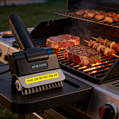 🔥 Brosse Électrique Sans Fil pour Barbecue – ABS + Acier Inoxydable – 1100 tr/min & Batterie 2000 mAh (90 min) pour Grilles Propres 🧽