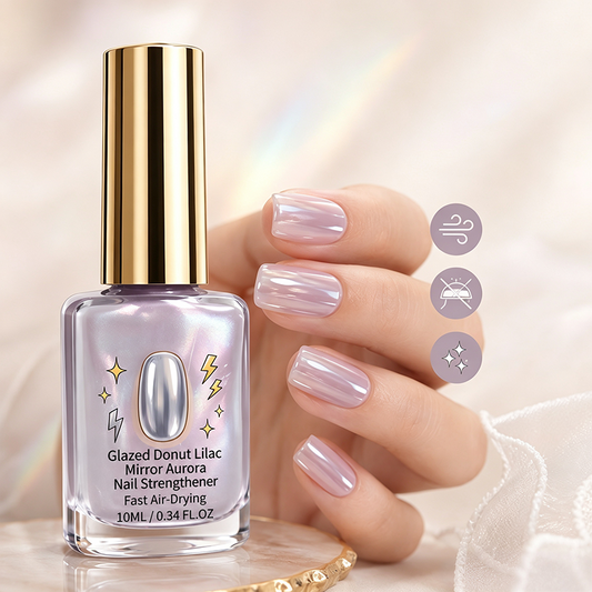 💅 Fortifiant à Ongles Effet Miroir Brillant Lilas – 10 ml – Finition Aurora Glacée & Séchage Rapide à l’Air pour Ongles Renforcés ✨