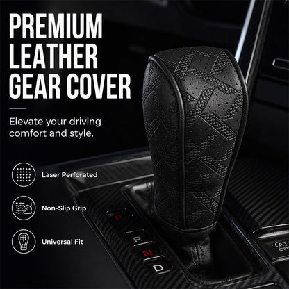 🚗 50% DE RÉDUCTION! 🧵 Cache Pommeau de Levier de Vitesse – Cuir PU perforé, protection tri-couche & universel – Style et confort pour l'intérieur de votre auto 🛡️