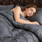 🛏️ -50% ! ✨ Parure de Couette 3 Pièces à Plis Pintuck – Fibre Chimique – Fermeture à Glissière Cachée & Lavable en Machine pour Chambre Élégante 🛌