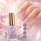 💜 Vernis durcisseur pour ongles effet miroir brillant lilas – Séchage rapide à l'air, résistant aux écailles et finition aurora longue durée