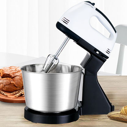 🥄 Batteur Électrique 2-en-1 sur Socle et Portatif – 150 W – 7 Vitesses – Bol 2 L + Fouets & Crochets – Prise UK 🍰