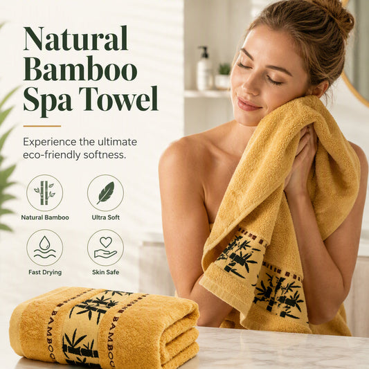 🛁 Serviette de Bain en Bambou Premium – Ultra Épaisse & Douce, Très Absorbante – Texture Nuage & Fibre Naturelle Supérieure ✨