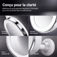 🔍 Miroir grossissant 10x avec LED – Anneau lumineux, ventouse sans perçage, rotule 360° – Double alimentation (USB/piles) – Idéal pour maquillage et soins du visage ✨
