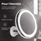 🔍 Miroir grossissant 10x avec LED – Anneau lumineux, ventouse sans perçage, rotule 360° – Double alimentation (USB/piles) – Idéal pour maquillage et soins du visage ✨