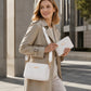 Ensemble de sacs à bandoulière pour femme à motif gaufré ondulé, sac à épaule de travail avec bandoulière large
