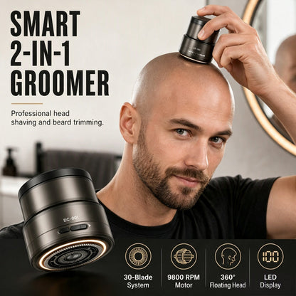📢📢-50% !! ⏰Tondeuse Électrique 2-en-1 pour Crâne Rasé et Barbe avec Affichage Digital