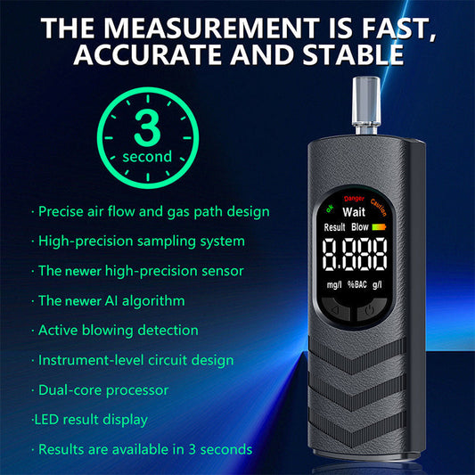 Alcootest Rechargeable – Capteur Haute Précision & Écran LCD – Annonce Vocale & Batterie Lithium USB – Noir/Blanc 🚗
