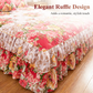 🛏️ Cache-Sommier 3 Pièces à Fleurs et Volants – Mélange Coton Haute Densité – 5 Tailles – Jupe de Lit + 2 Taies d’Oreiller pour Chambre 🌷