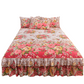 🛏️ Cache-Sommier 3 Pièces à Fleurs et Volants – Mélange Coton Haute Densité – 5 Tailles – Jupe de Lit + 2 Taies d’Oreiller pour Chambre 🌷
