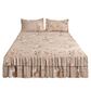 🛏️ Cache-Sommier 3 Pièces à Fleurs et Volants – Mélange Coton Haute Densité – 5 Tailles – Jupe de Lit + 2 Taies d’Oreiller pour Chambre 🌷