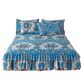 🛏️ Cache-Sommier 3 Pièces à Fleurs et Volants – Mélange Coton Haute Densité – 5 Tailles – Jupe de Lit + 2 Taies d’Oreiller pour Chambre 🌷